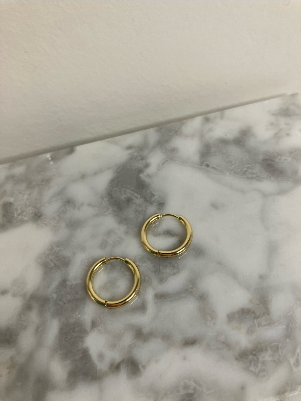 14k Gold Plated Hoop Huggie Earrings 12mm - Picture 6 of 8